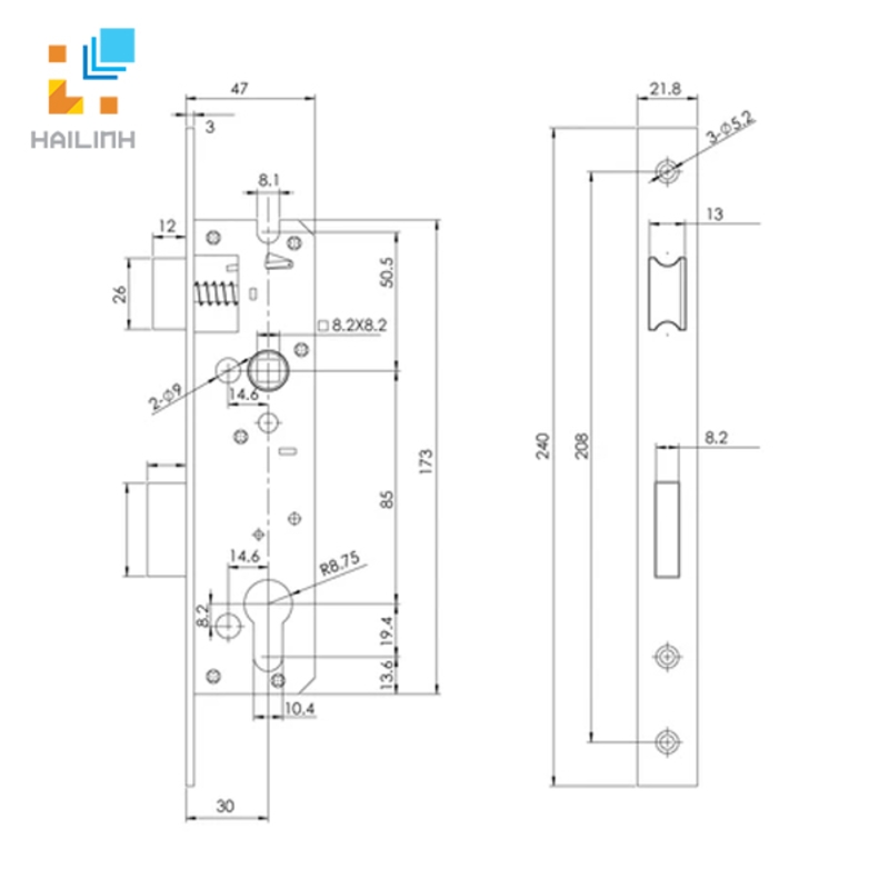 Thân khóa cửa Hafele 911.77.263