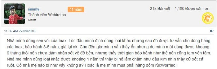 danh gia cua nguoi dung ve voi chau cam ung inax anh 1